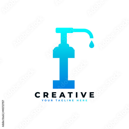 Antibacterial Hand Sanitizer Logo. Initial Letter I with Hand Sanitizer Logo.
