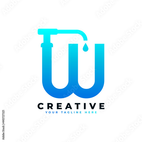 Antibacterial Hand Sanitizer Logo. Initial Letter W with Hand Sanitizer Logo.