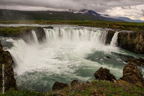 Scenic view of the famous Godafoss waterfall near Route 1, Ring Road, Northern Icelan