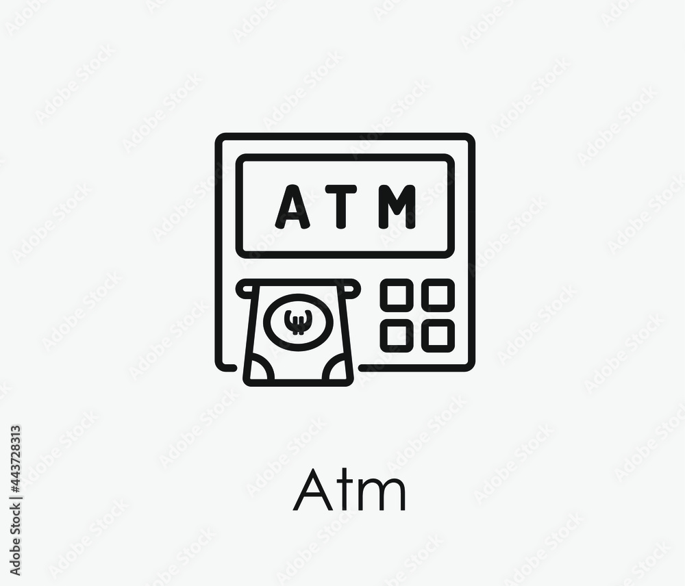 Atm vector icon. Editable stroke. Symbol in Line Art Style for Design, Presentation, Website or Apps Elements, Logo. Pixel vector graphics - Vector Atm vector icon. Editable stroke. Symbol in Line Art Style for Design, Presentation, Website or Apps Elements, Logo. Pixel vector graphics - Vector