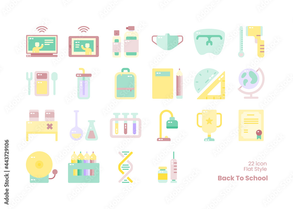 Back To School Flat Style Icon Set Back To School Flat Style Icon Set