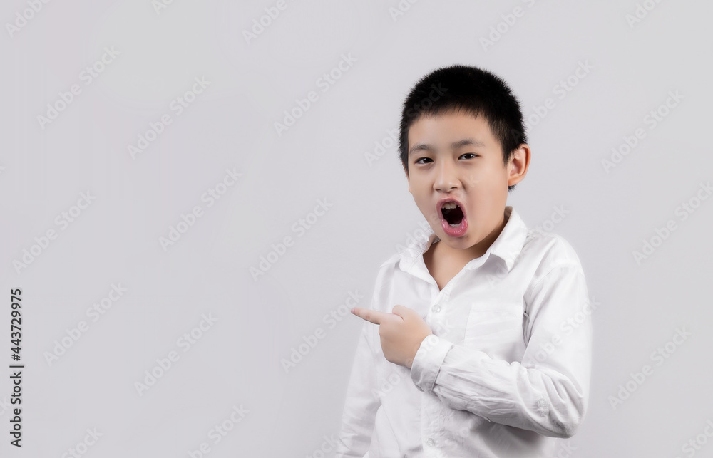Asian boys studio portrait on gray background Asian boys studio portrait on gray background