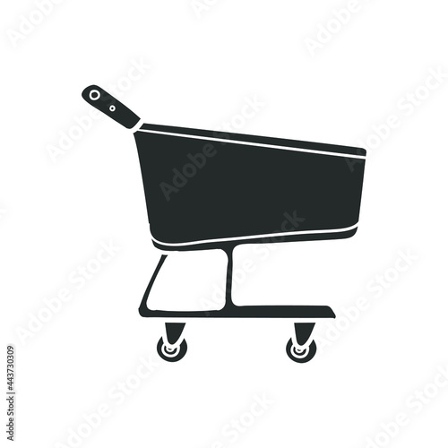 Cart Shopping Icon Silhouette Illustration. Supermaket Vector Graphic Pictogram Symbol Clip Art. Doodle Sketch Black Sign.