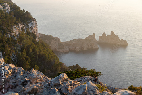 Paisaje mediterraneo en Ibiza al atardecer. Torres del Lluc photo