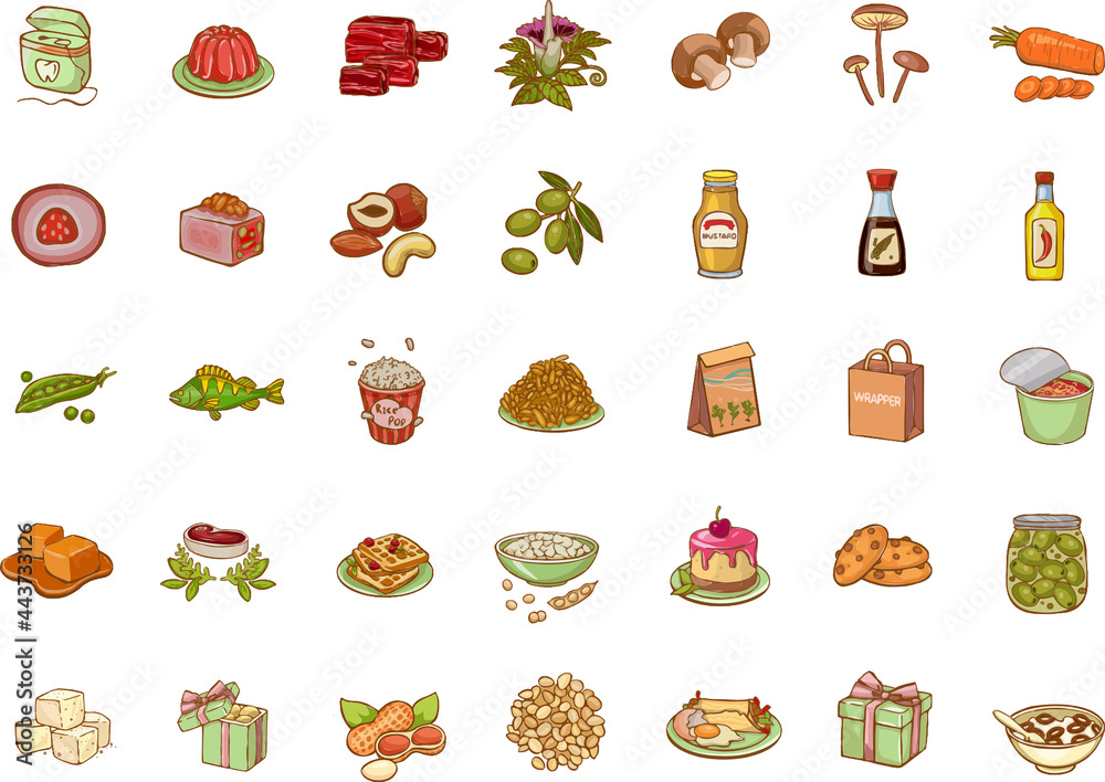 Modern set of icons with food symbol. Vector. Vector illustration