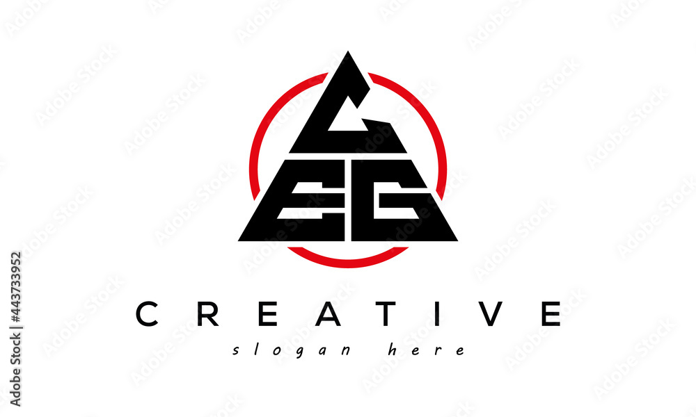 CEG triangle letter with circle logo - obrazy, fototapety, plakaty 