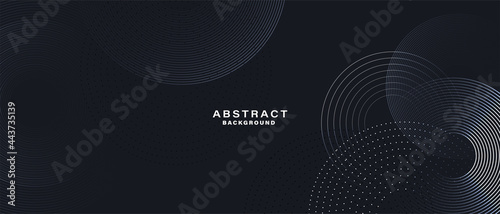 Abstract black background with white circle rings. Digital future technology concept. vector illustration.