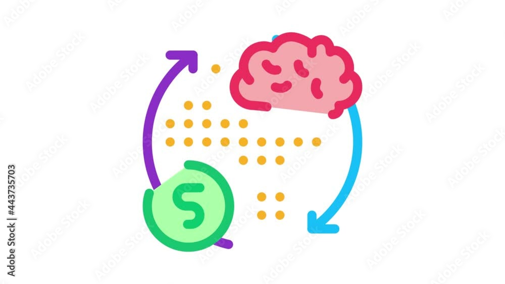 brain cycle and money Icon Animation. color brain cycle and money animated icon on white background brain cycle and money Icon Animation. color brain cycle and money animated icon on white background