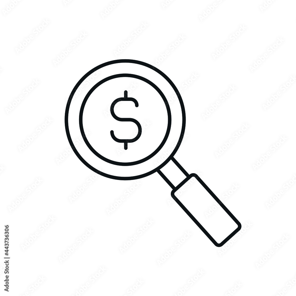 Magnifying glass linear icon. Investment. Thin line customizable illustration. Contour symbol. Vector isolated outline drawing. Editable stroke