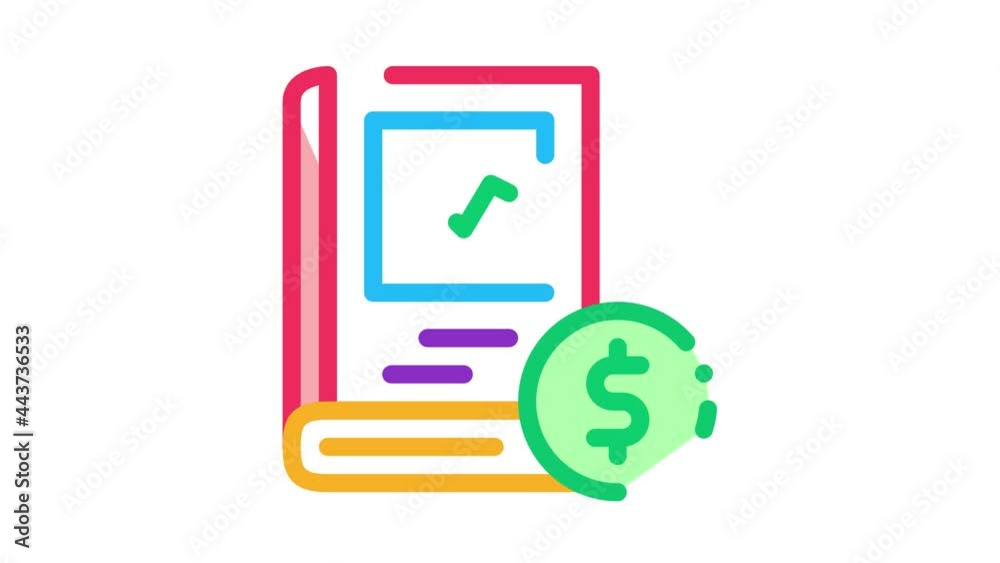 growth up investing book Icon Animation. color growth up investing book animated icon on white background growth up investing book Icon Animation. color growth up investing book animated icon on white background