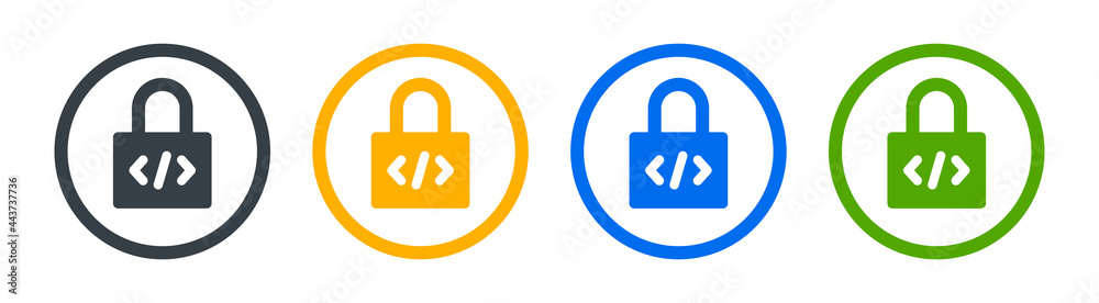 Padlock with coding icon. Symbol of encryption. Technology security concept Padlock with coding icon. Symbol of encryption. Technology security concept