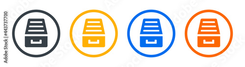 Cabinet with folders or drawer with document file icon vector illustration.