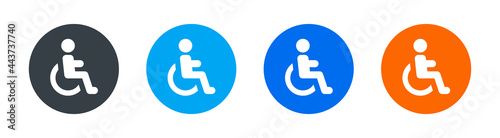 Billede på lærred Handicapped patient in wheelchair icon vector sign
