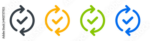 Processing icon with circular arrows. Symbol of updating, upgrade concept. Vector illustration