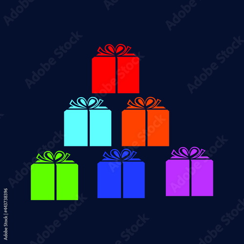 template kotak kado bertumpuk warna warni, ikon kotak paket di kemas rapi photo