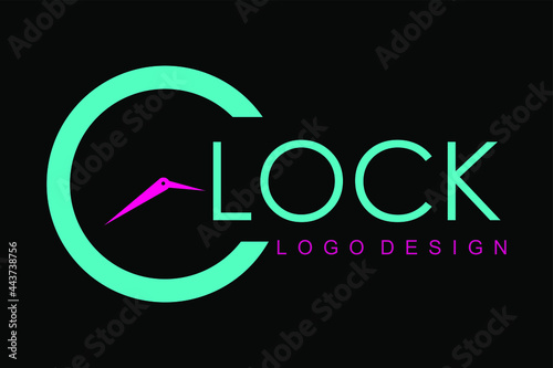 Clock writing with the letter C logo design around the clock hands. unique creative vector logo for decoration