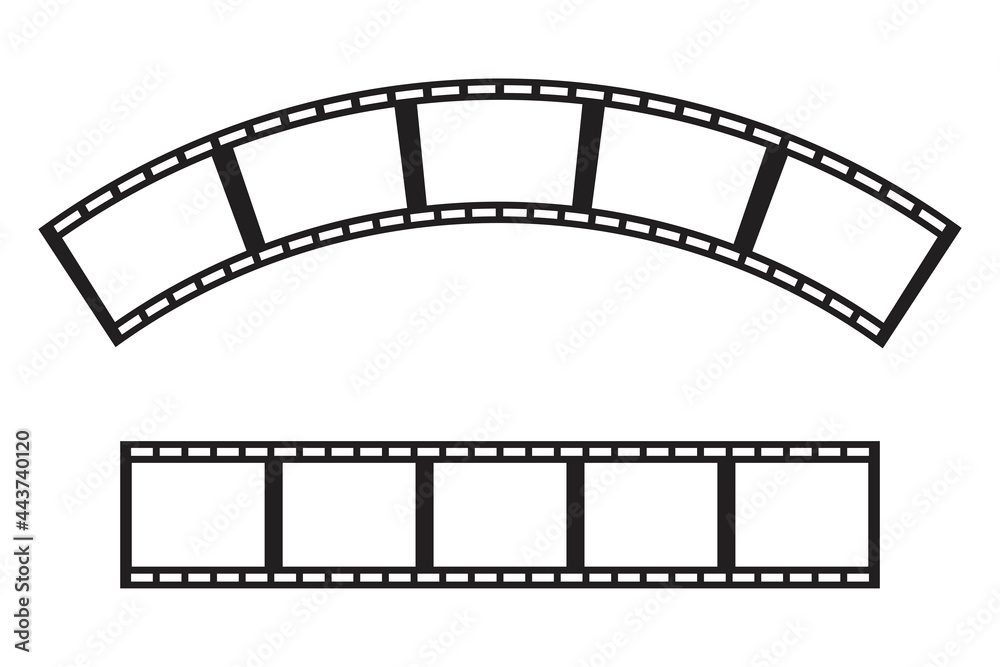 cinema strip. Camera icon. Photo frame. Vintage icon with film strips. Old movie strip. Vector illustration. Stock image.