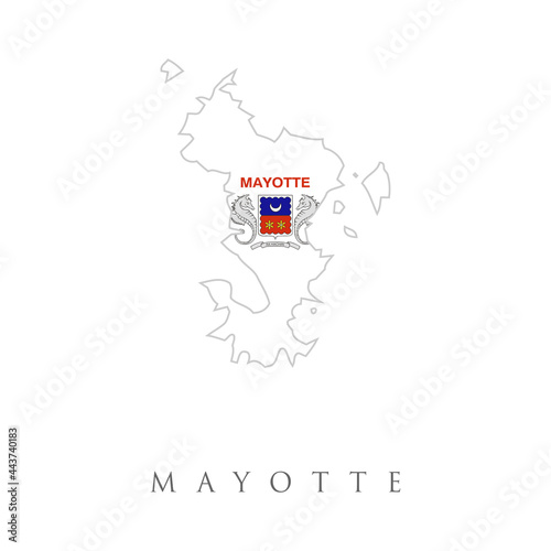 Map and National flag of Mayotte  France  Map Of Mayotte  France  With Flag Isolated On white Background  Vector Illustration
