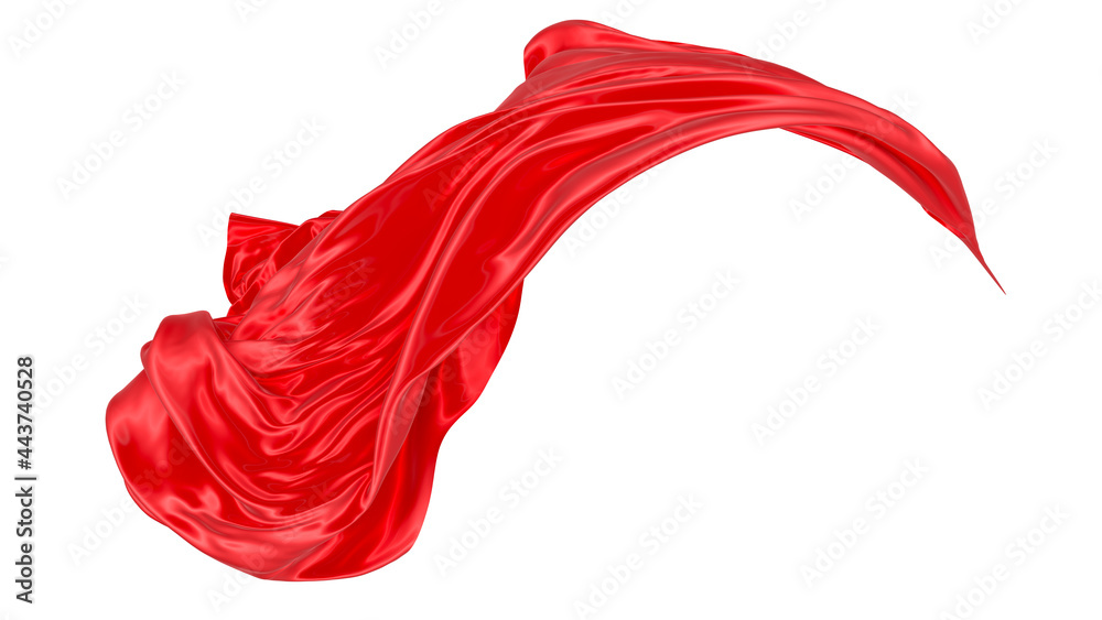 Beautiful flowing fabric of red wavy silk or satin. 3d rendering image. Beautiful flowing fabric of red wavy silk or satin. 3d rendering image.