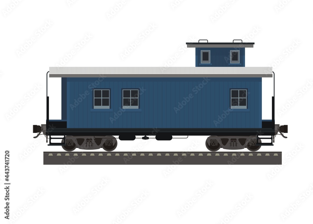 Obraz premium Long caboose wagon simple illustration