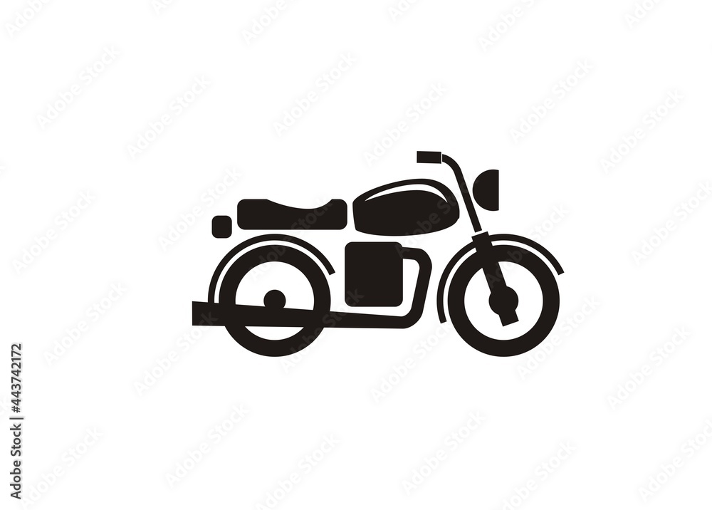 Old motorcycle simple illustration in black and white. Old motorcycle simple illustration in black and white.