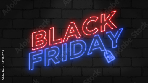Black Friday Sale neon text Glowing neon sign advertising