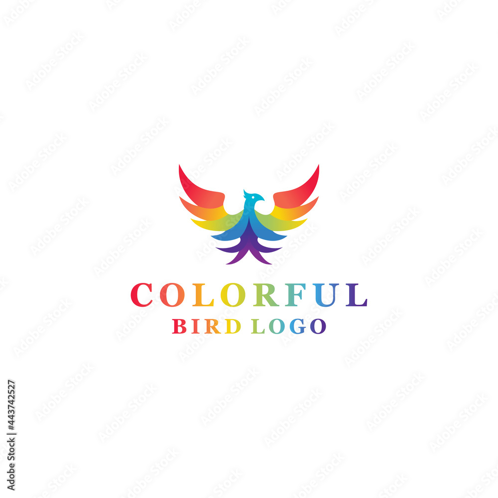 flat colorful bird vector logo in modern style for company
