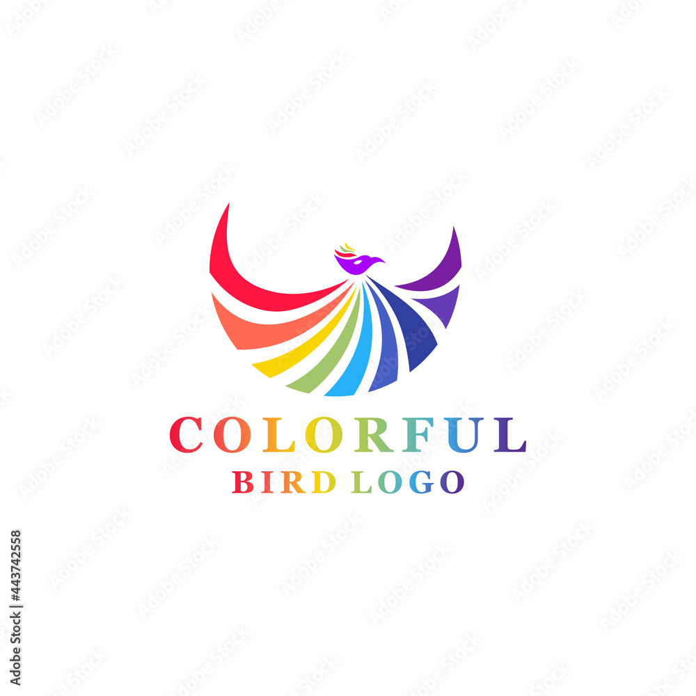 flat colorful bird vector logo in modern style for company