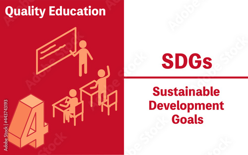 SDGsピクトグラム　ゴール4、質の高い教育をみんなに