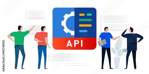 API Application programming interface concept of coding service online gear engine of code