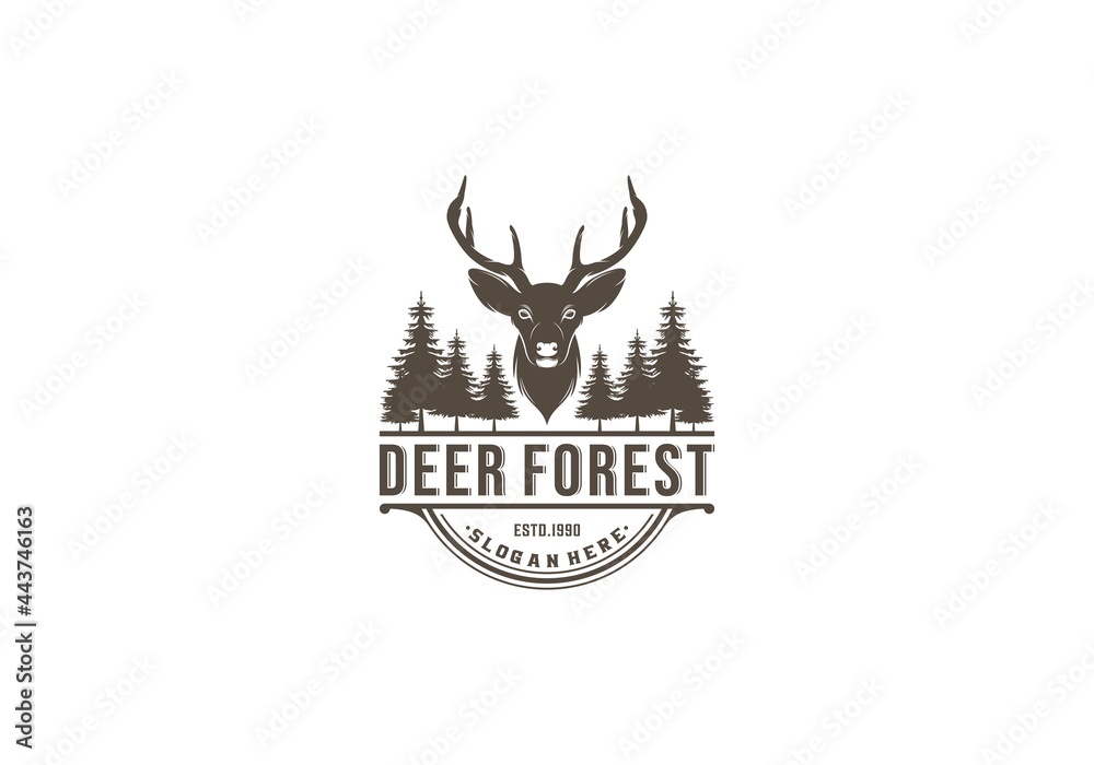 deer forest logo template , vector in white background deer forest logo template , vector in white background