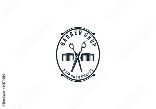 barber shop logo template in white background