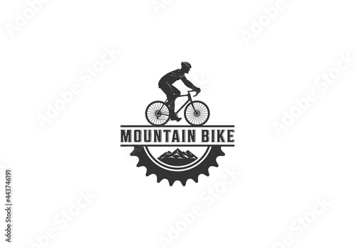 Mountain bike logo. Vector illustration in white background