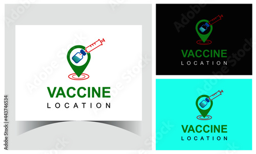Vaccine Location Logo Design Template.  Covid-19 Vaccine Location Icon.
