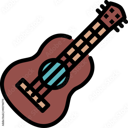 acoustic guitar color outline icon