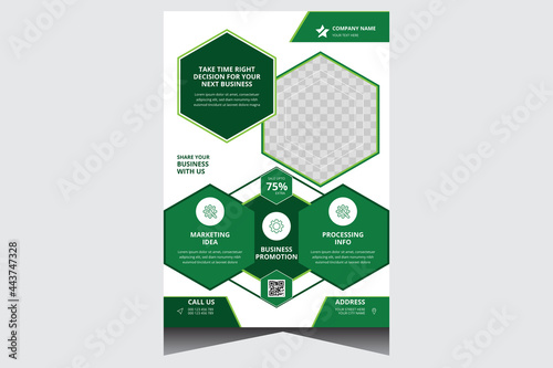 Green and white promotional creative corporate business flyer design template