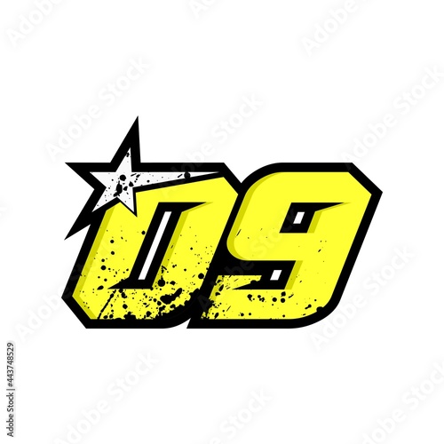 Simple Star Racing Number 09