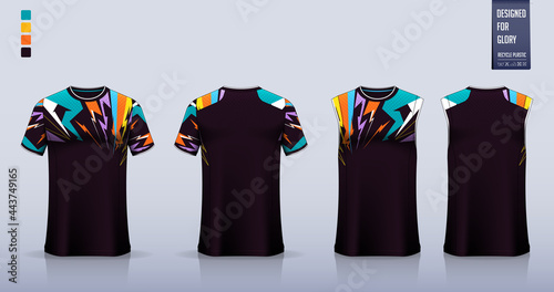 T-shirt sport, Soccer jersey, football kit, basketball uniform, tank top, and running singlet mockup. Fabric pattern design. Vector.