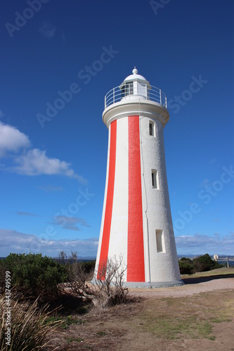 Mersey Bluff Lighthouse at the mouth of the Mersey River  Devonport  Tasmania  Australia.