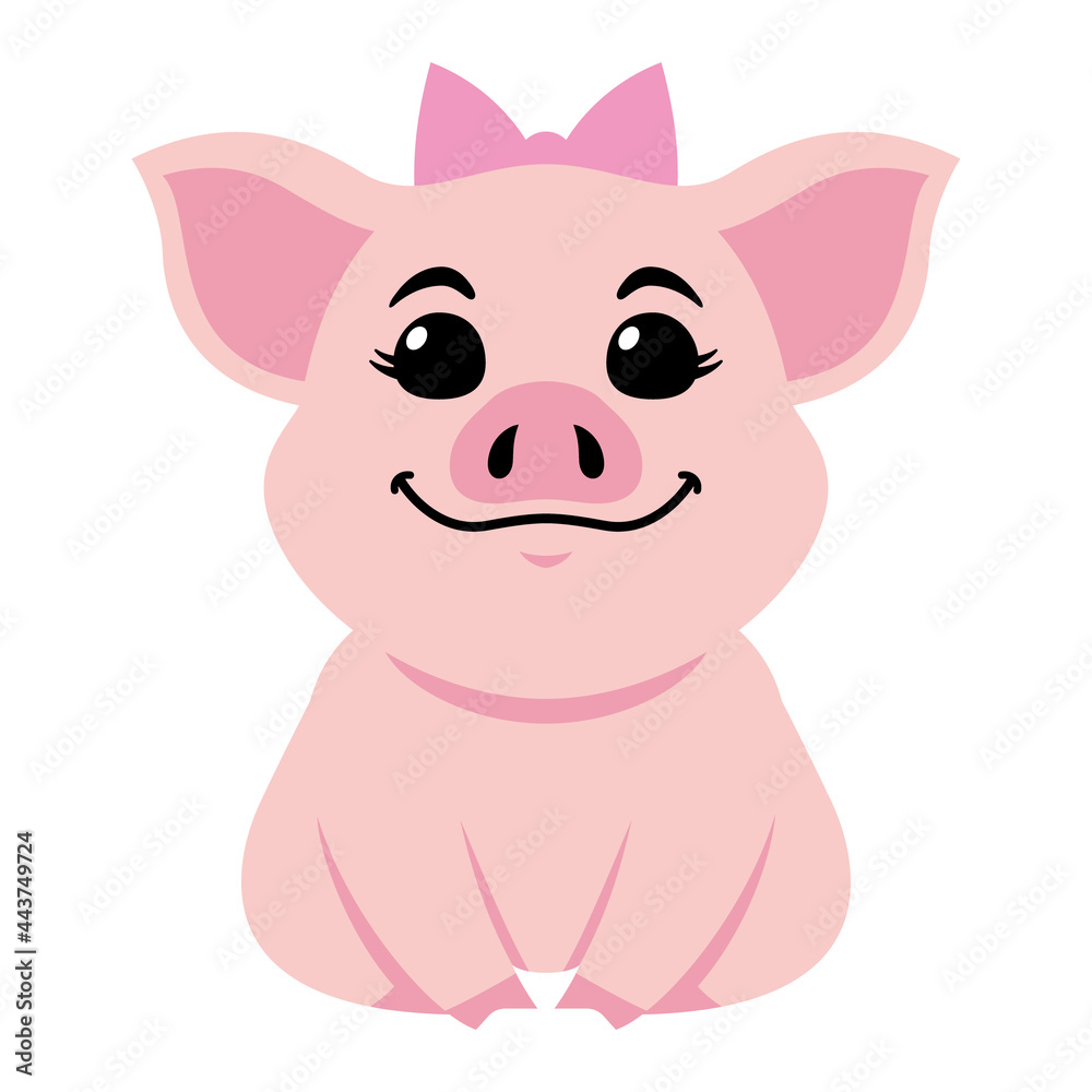 Cartoon Cute Female Pig Illustration