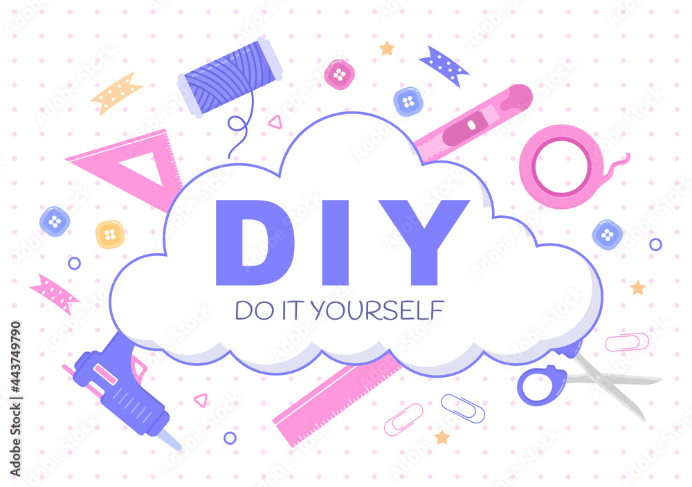 DIY Tools Do It Yourself Background Illustration For Home Renovation and Creative Projects. Using To Banner, Wallpaper or Landing Page Template