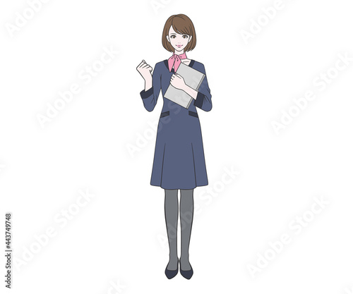 ガッツポーズをする受付嬢