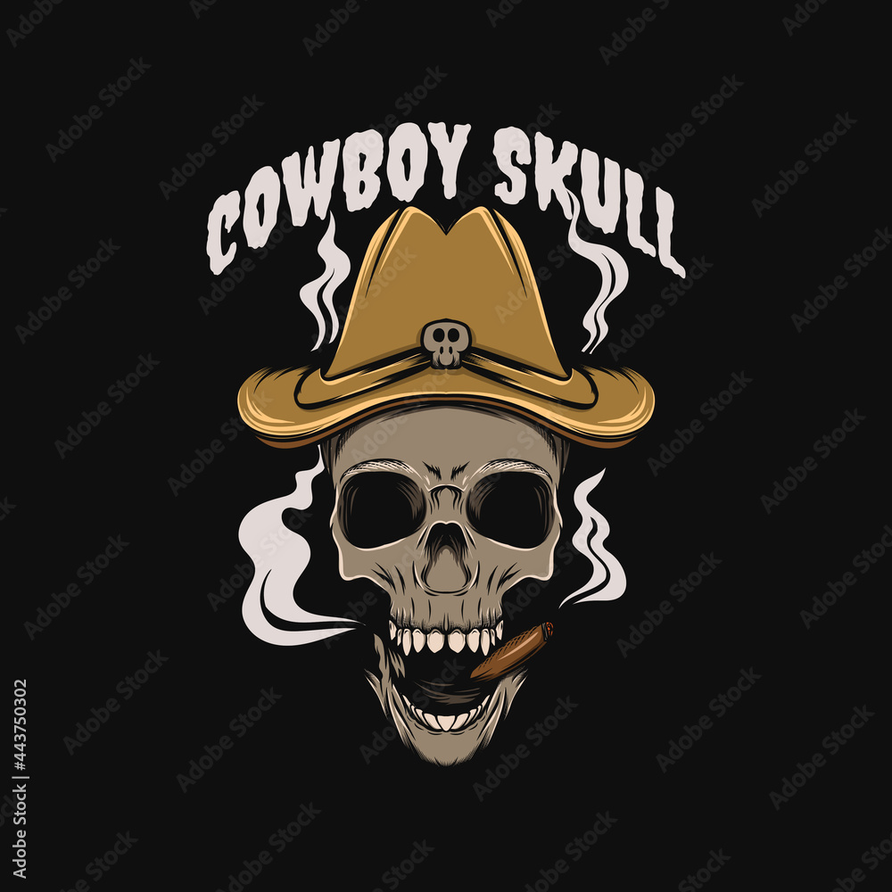 cowboy skull illustration for tshirt design cowboy skull illustration for tshirt design