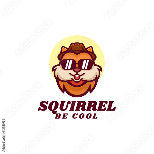 Vector Logo Illustration Cool Squirrel Mascot Cartoon Style.
