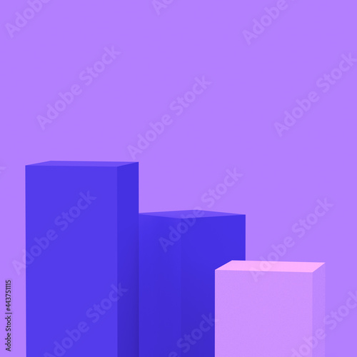 Abstract 3d purple violet and white cubes square podium minimal studio background.
