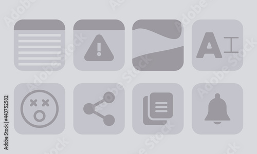 Gráficos variados con tonalidades grises. Iconos editables. Iconos minimalistas.