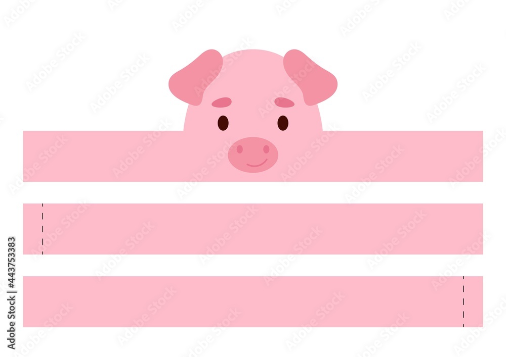 Printable pig paper crown. Diy cut party ribbon template for birthday ...