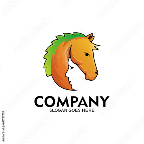 Girl and horse logo, horse logo with female silhouette