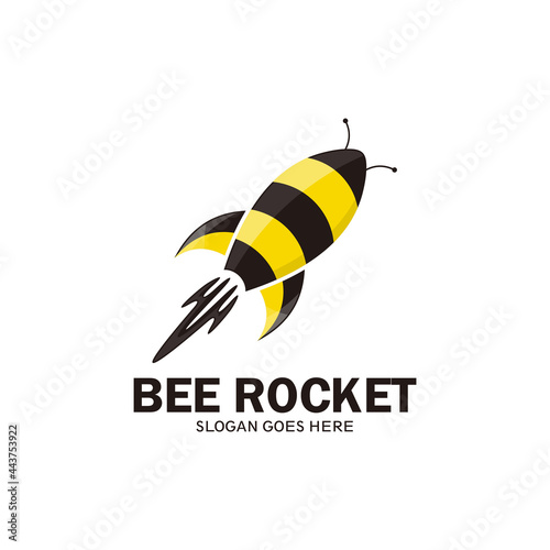 Rocket bee logo template, bee rocket plane - vector