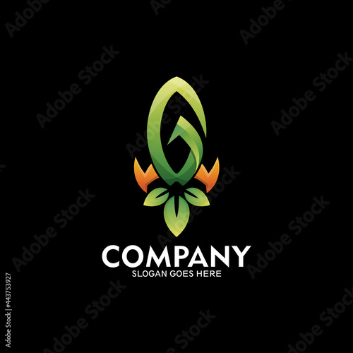 letter G rocket logo, Go green symbol logo - vector